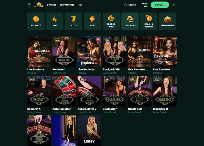 Play Live Games at AllStar Casino
