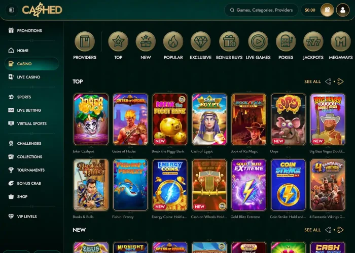 Cashed Casino’s Game Selection