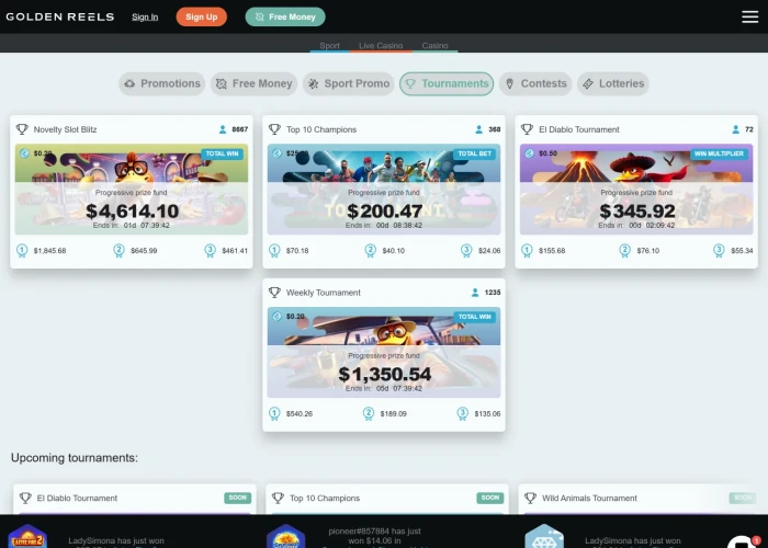 Tournaments at Golden Reels