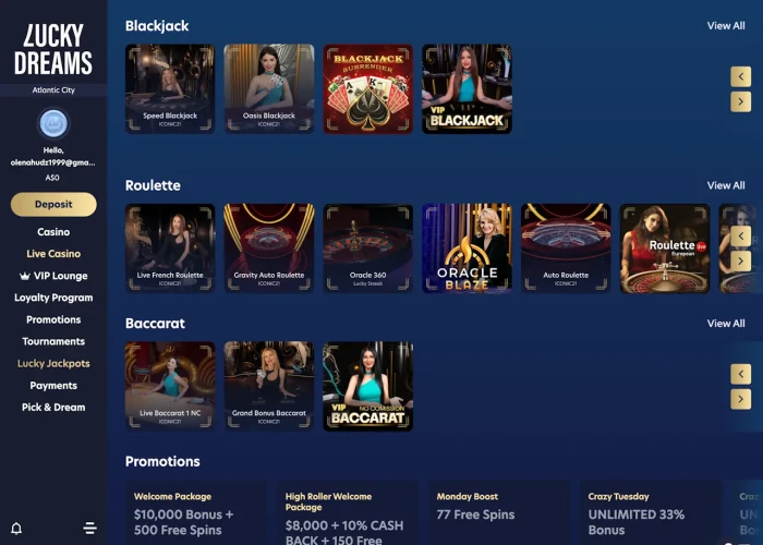  Play Live Games at Lucky Dreams