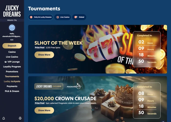 Tournaments at Lucky Dreams