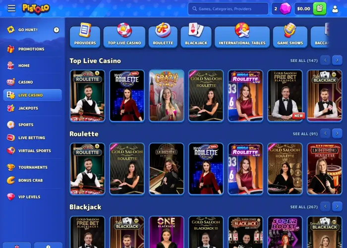 Live Casino at Pistolo