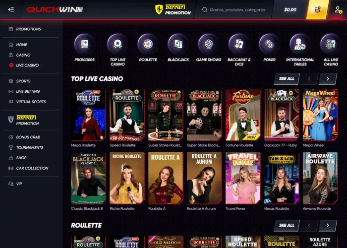 Live Dealer Games at Quickwin