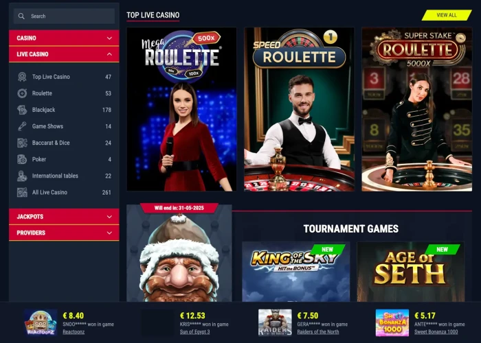 Play Live Games at Rabona