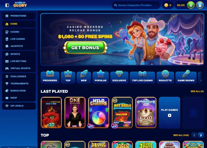 Spins of Glory Casino’s Lobby