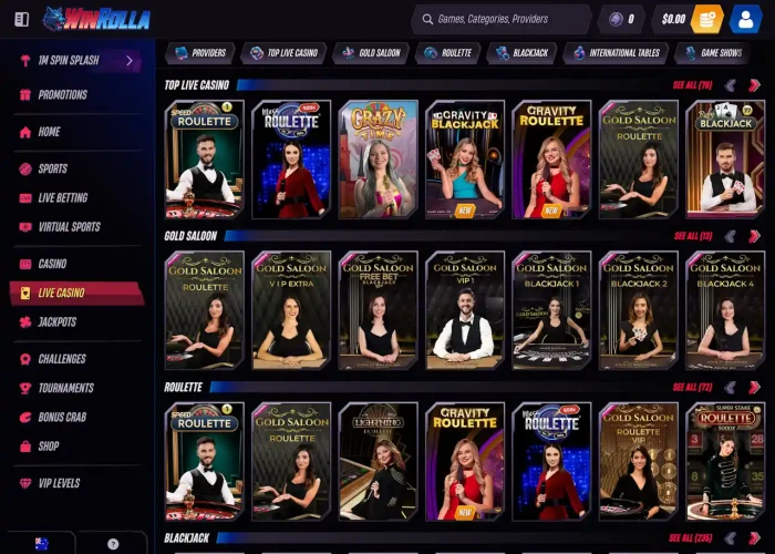 Play Live Games at Win Rolla